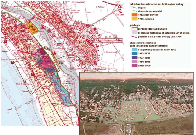 Figure 1 : Urbanisation de la Faute-sur-Mer entre 1963 et 2004 