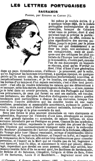 Figure 10 : Portrait d'Eugénio de Castro à La Revue Blanche en 1895. 