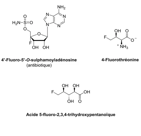Figure 1.1. Exemples de composés naturels fluorés. 3