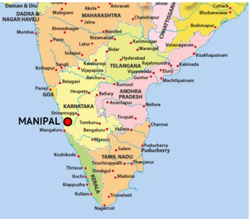 Figure 8: Map of Manipal, Karnataka, India (source : http://szusicon2017.com/travel/)  