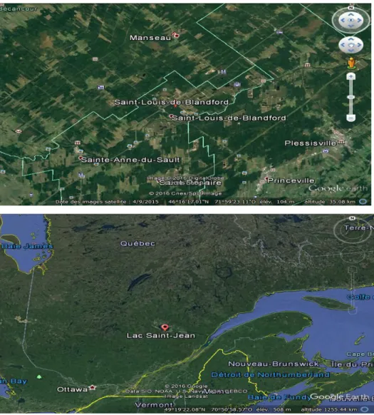 Figure  2. Localisation  des sites  expérimentaux.  Source:  Google  Earth. 