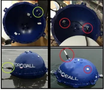 Figure 3.2: Modifications apportées aux voyants lumineux et à l'antenne de communication de l'HydroBall