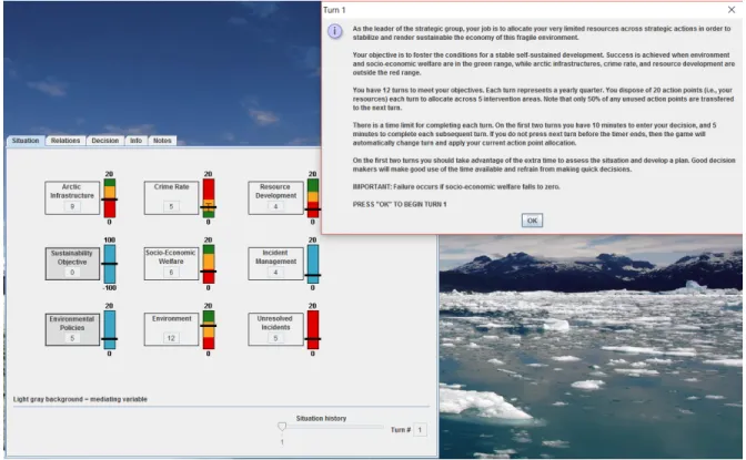 Figure 16 – Introduction of the Arctic 3 scenario in CODEM, presenting the goals.
