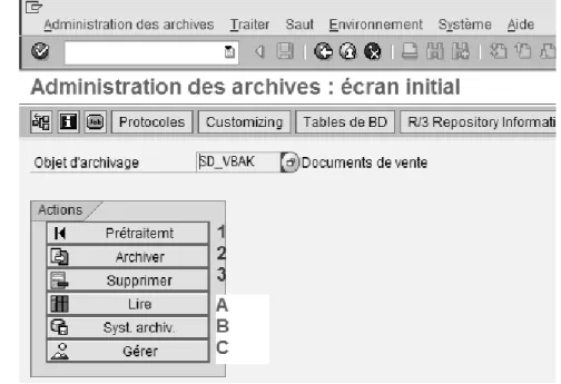 Figure 17 : Copie d’écran de la transaction SARA 