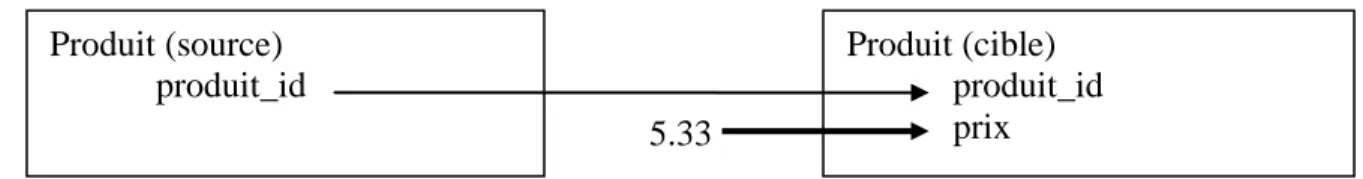 Figure 20 : exemple de correspondance de type valeur fixe  Considérons la table source présenté sur la figure 21