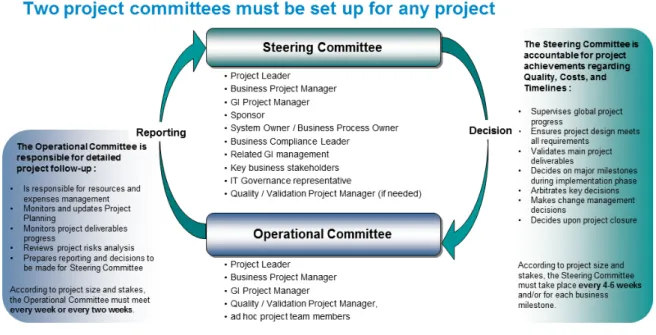 Figure 7 : Rôles et responsabilités des acteurs des comités projets [2] 