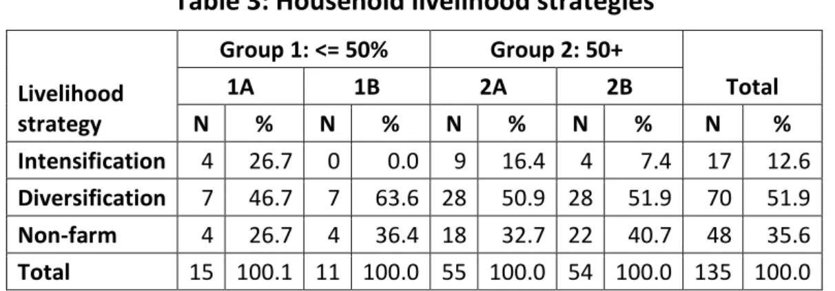 Table 3: Household livelihood strategies 