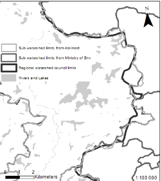 Figure 5: Inconsistencies in watershed boundaries data 