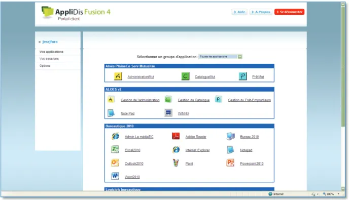 Figure 3-4 : Capture d’écran de l’IHM client de l'application AppliDis Fusion 4 