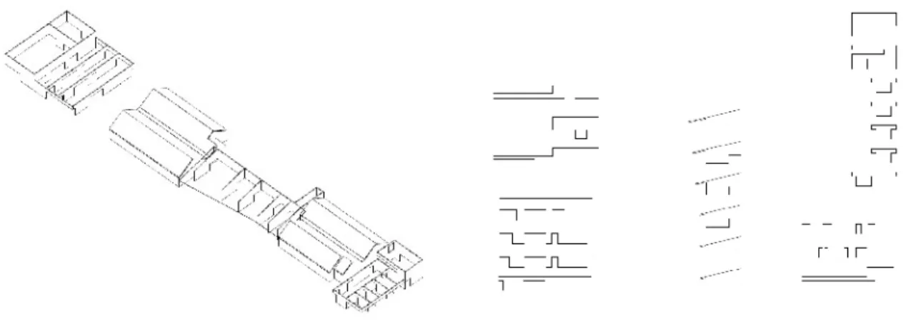 Figure 14. Péronnes (AgwA + Artgineering), structural schemes, morphing potential of the wall  elements (AgwA, 2010)