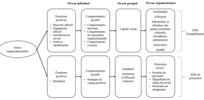 Figure 1. Proposition de modèle résumant les principaux  effets et retombées des vertus  organisationnelles