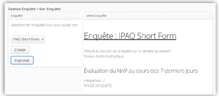 Figure 22 : Onglet Voir Enquête. 