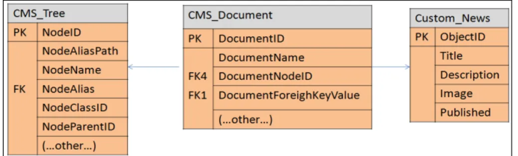 Figure 18 : Tables de la base de données de Kentico CMS 