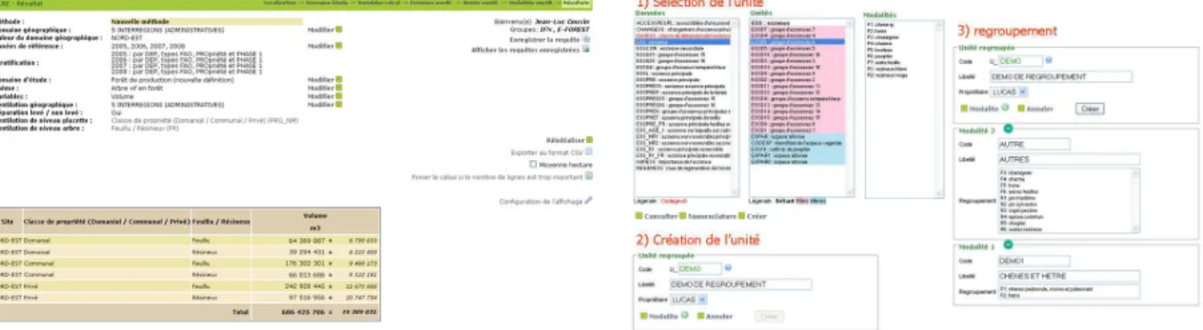 Figure 3-6. Interface OCRE : tableau final  Figure 3-7. Interface Regroupement d'Unité 