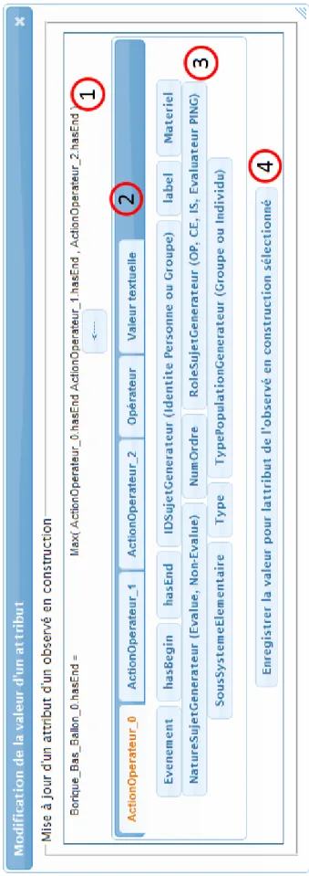 Figure 33 : Modification de la valeur d'un attribut de l'observé construit 