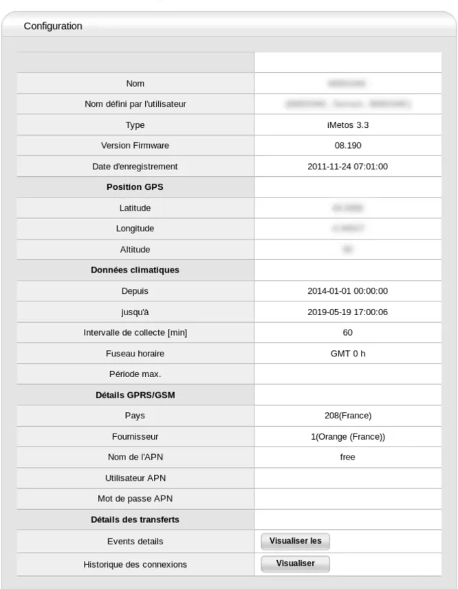 Figure 16 : Affichage via Pikernel des informations relatives à un enregistreur 