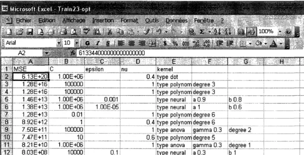 Figure 11 - Le choix de la fonction de « Kernel» 