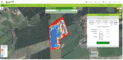 Figure 5 Screenshot of the N-sidedress App on Akkerweb which shows a N-Fertilizer recommendation based  on satellite data for the Van den Borne field of 2018.