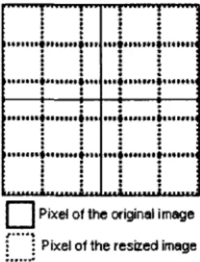 Figure 2: The areas-pixels of an original and a resized image. 