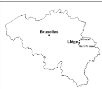 Figure 1. Localisation des sites de Milmort et du Sart- Sart-Tilman (ULg), Belgique