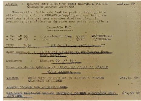 Figure 1 : Extrait de l’arrêté de  clôture de remembrement du 14  novembre 1960 