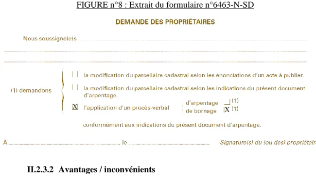 FIGURE n°8 : Extrait du formulaire n°6463-N-SD 