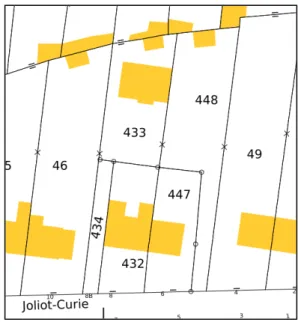 Figure 4 : Division cadastrale - Rue Joliot-Curie - 29480 LE RELCQ-KERHUON -   (source : www.cadastre.gouv.fr) 