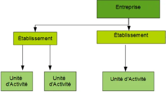 Figure 4 : Organisation Entreprise, établissement, unité d’activité.