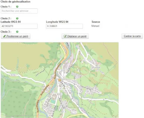 Figure 9 : Capture d'écran du module de localisation d'Usagers