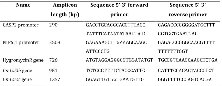 Table 1. List of primers used for screening of transformants   