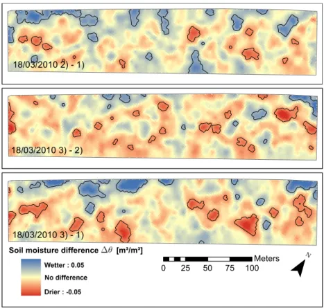 Figure 8: Maps of the repetition uncertainties for the three acquisitions. The repetition uncertainty is computed as the difference between the interpolated values of each repetitions