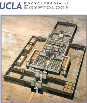 Figure 3. Visualization of an Atenist temple by  Jean-Claude Golvin. 