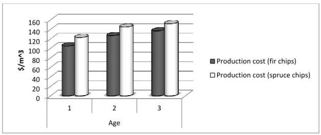 Figure 4.3 An example of the cost evolution for processing chips with regard to their age 