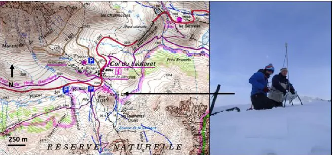 Figure 2.2: localisation du site de mesure, Col du Lautaret le 21 janvier 2015 (Source : Géoportail/ 