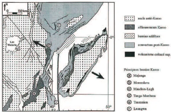 Figure 2 : Paléoposition de Madagascar lors du rifting Karoo (Malod et al., 1991)