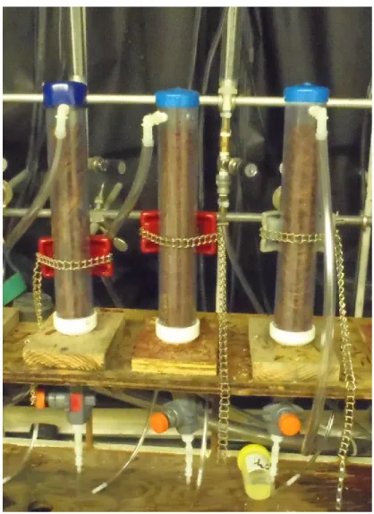 Figure 6 : Photo du montage des colonnes de l’essai sur les conditions d’aération 