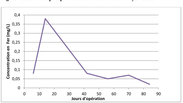 Figure 19 : Suivi du fer en sortie de la colonne hybride C3 