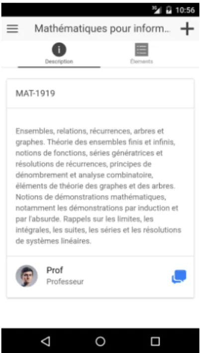Figure 4.6 – Description d’un cours
