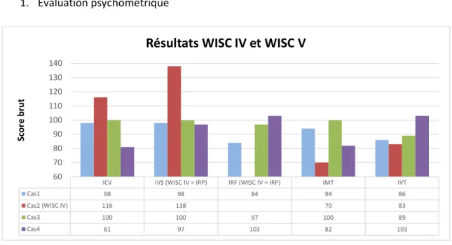 Figure 1 : Présentation des résultats WISC IV et V 