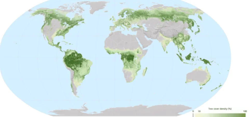 Figure I.5. – World map of tree cover density. Map derived from [76].