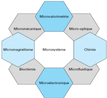Figure 1.2 : Multidisciplinarité dans la conception et la réalisation des microsystèmes [2]