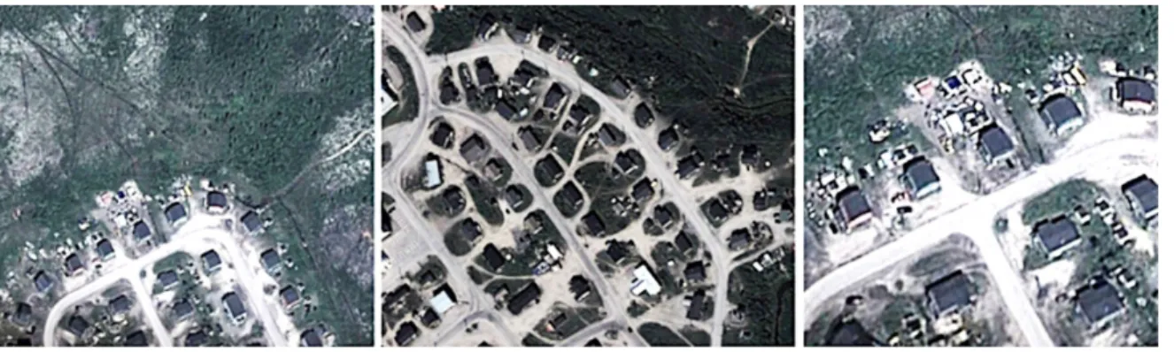Figure 6 : Ajouts et libertés dans la municipalité de Kuujjuaq  Photos satellites (Google (s.d.) [Google Earth : Kuujjuaq], 2012) 