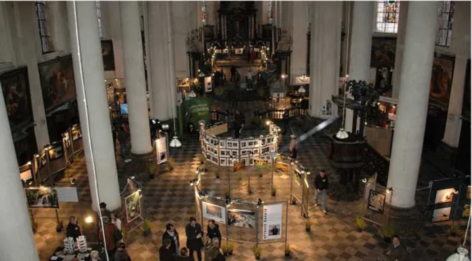 Figure 8.  L’église Notre-Dame à Namur a été réaffectée en espace culturel polyvalent (Espace culturel d’Harscamp) et  accueille diverses manifestations (concerts, expositions, événements privés…) - Source : Expos Photos Aves (2016) 
