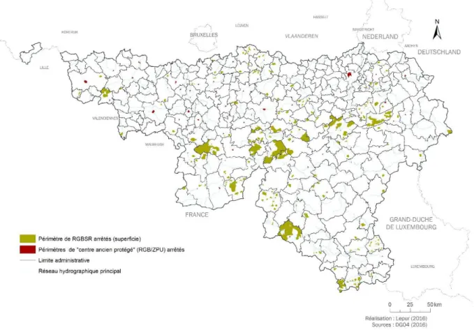 Figure 9. Cartographie des périmètres protégés par RGBSR et RGB/ZPU (Source : DGO4)  