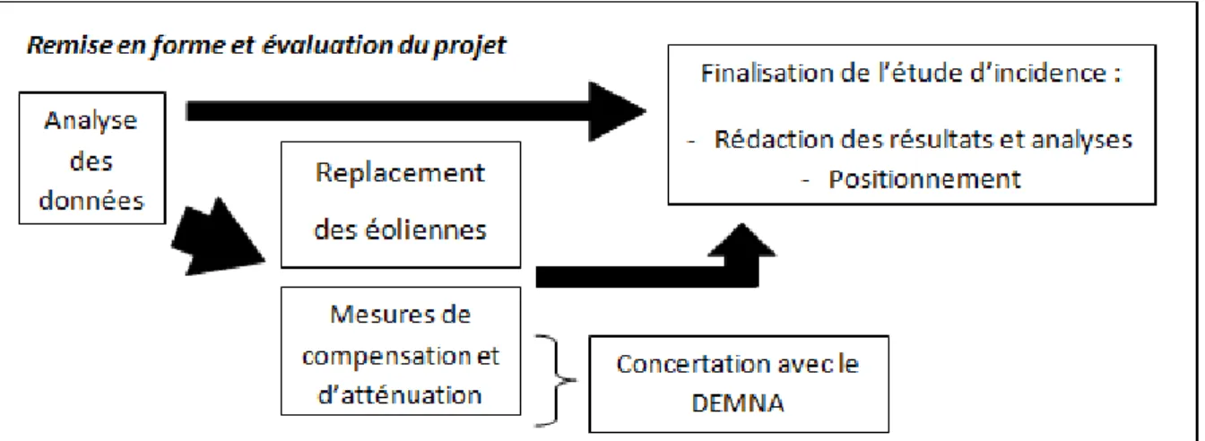 Figure 5. Architecture de la remise en forme et de l’évaluation du projet dans l’étude d’incidences
