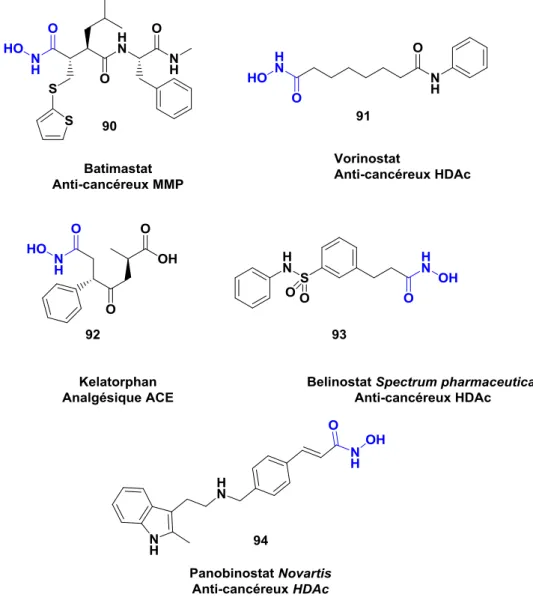 Figure 32. Structure de produit sur le marché possédant une fonction acide hydroxamique 