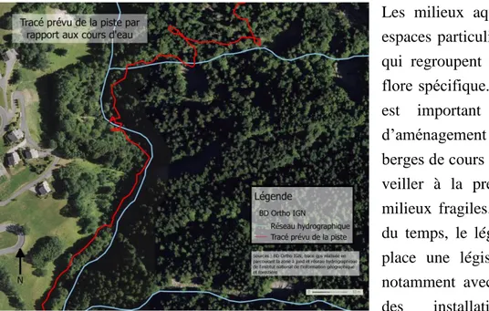 Figure 4 : Juxtaposition du tracé prévisionnel avec le réseau hydrographique