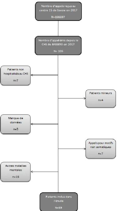 Figure 1 : Diagramme de Flux des patients inclus dans cette étude . 