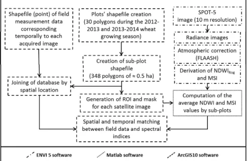 Figure 4: Schematic diagram illustrating field data and satellite image processing  2.5   Model calibration and evaluation 