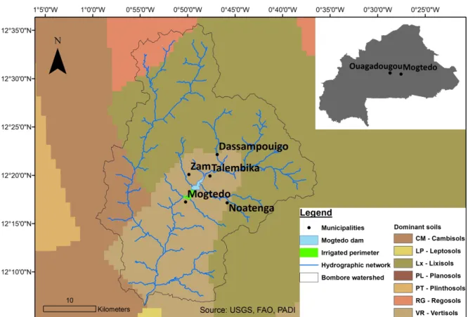 Figure 1. Map showing the Mogtedo water reservoir along with the surrounding municipalities